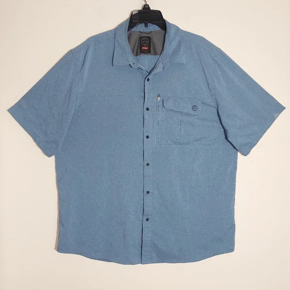 WRANGLER™ ATG MEN'S OUTDOORS SHORT SLEEVE ZIP POCKET SHIRT CORONET BLUE SIZE XL - Picture 5 of 12